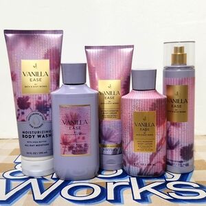 Bath & Body Works Vanilla Ease Body Wash Cream Lotion Mist 5pc Set